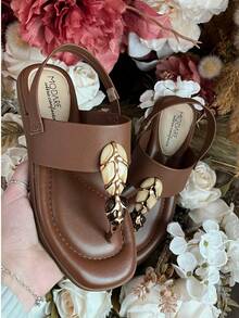 Modare Official Comfort Metal Stone Sandal Women's Flat Sandal - Đá nâu kim loại - Xem 3