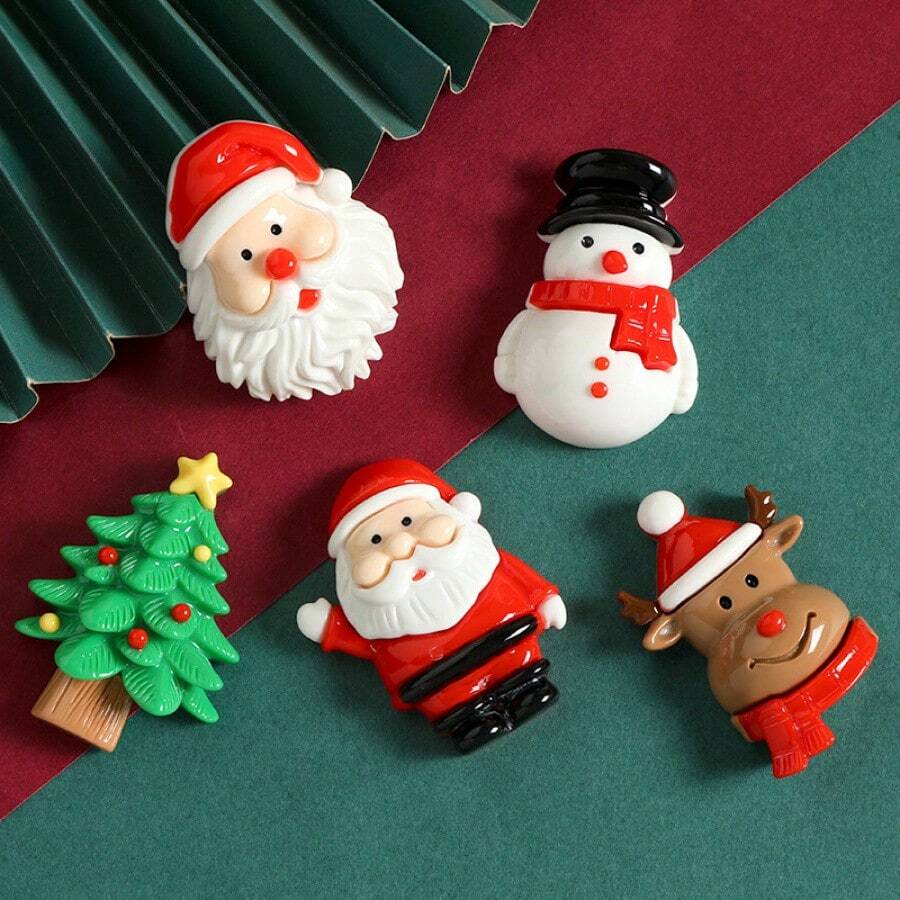 5 piezas de imanes grandes de Papá Noel de dibujos animados, imanes decorativos navideños creativos, adecuados para restaurantes, cocinas, refrigeradores, lavavajillas, armarios de almacenamiento, recuerdos de fiesta, regalos navideños