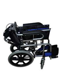 SILLA DE RUEDAS DE TRASLADO PLEGABLE CON RUEDAS DELANTERAS 360 CON FRENO DOBLE - azul real - Ver 4