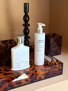 1 Stück Acryl-Tablett, französischer Mode-Schildpatt- und Leoparden-Muster Duftdiffusor-Ständer, luxuriöses Wohnaccessoire, modernes minimalistisches Design, perfekt für einen Herbst-Wohnungsauffrischung, Geschenkidee für Frauen, organisiert Parfümflaschen, Schmuck, Accessoires, hochwertige SEO-Schlüsselwörter, verleiht Eleganz an Schminktisch, Kommode, Badezimmer, Wohnzimmer, Muss-haben für stilvolle Interieurs. - Leopardenmuster - Übersicht 3