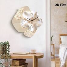 2D花卉艺术挂钟，现代静音石英机芯装饰挂钟，适用于卧室、餐厅、客厅、办公室、沙发背景墙、家居装饰 - 彩色 - 查看 8