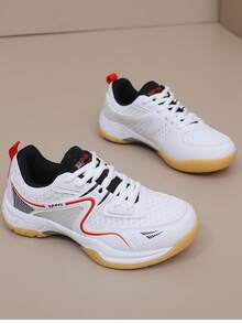 Rubber Sole Non-Slip Sports Shoes For Men & Women, Suitable For Badminton, Volleyball, Tennis, Table Tennis, Running, Travel - Red - View 5