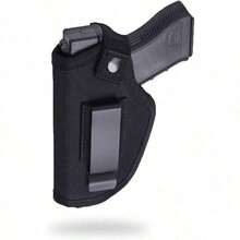 Tactical Gear 2 Pack Gun Holster IWB/OWB Nylon Concealed Carry Holster, Universal Pistol Holster Fits M&P Shield Ruger Springfield, Right/Left Handed Belt Clip For Compact Subcompact Handguns - 黑色2件 - 查看 2