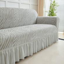 1PC High Elastic Sofa Cover Suitable For 1/2/3/4 Seat Jacquard Skirt Sofa Cover Cat Claw Proof Easy To Clean Machine Washable Sofa Protector Suitable For Bedroom Office Living Room Home Decoration All-Inclusive Sofa Cover Valentine's Day Gifts Valentine's Day Decorations - Màu Xám nhạt - Xem 5