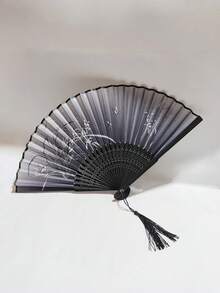 1 Peça Leque Dobrável Retrô, Leque de Mão de Bambu com Borla, Leque de Bambu, Leque Pintado, Leque de Mão Dobrável, Leque de Mão para Casamento, Leque Decorativo, Leque Dobrável Estilo Antigo, Leque Dobrável Estilo Chinês Moderno, Leque Dobrável Chinês Clássico e Elegante com Flor, Leque de Pintura a Tinta, Leque Dobrável para Casamento, Leque de Bambu Portátil, Leque Dobrável de Verão para Fotografia