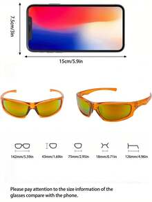 feye 1 副橙色镜框时尚眼镜，男女通用 Y2K 街头时尚眼镜，适合日常佩戴 - 橘色 - 查看 5