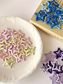 10/30/50/100pcs Colorful Star Hair Clips, Suitable For Teen Bangs & Side Hair, Fashion Versatile Hair Accessories For Outings, Best Gift For Teen - Multicolor - View 4