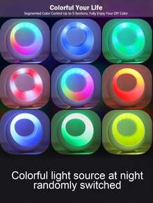 1pc Rechargeable Touch Night Light, Dimmable Touch Desk Lamp, Portable Ring Light For Bedroom, Rechargeable Bedside Lamp, Suitable For Bedroom, Nursery, Hallway, Living Room And More - Multicolor - View 7