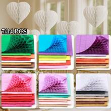 7 pièces/14 pièces Tampons en papier nid d'abeille pour œuvres d'art, artisanat et décorations de fête. Tampons en tissu nid d'abeille de couleurs assorties pour l'artisanat 3D et les cartes pop-up DIY