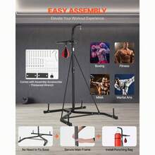 2 In 1 Punching Bag Stand, Steel Heavy Duty Workout Equipment, Adjustable Height Boxing Punching Bag And Speed Bag Stand, Freestanding Sandbag Rack, Holds Up To 140 Lbs, For Home Gym Fitness - 黑色 - 查看 6