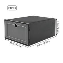 24 Pack Shoe Boxes For Closet Fit Size 9, Stackable Shoe Storage Organizers With Lids Foldable Plastic Sneaker Containers Display Space Saving, 9.1 X 13 X 5.5 Inches(Multicolor) - màu đen - Xem 2