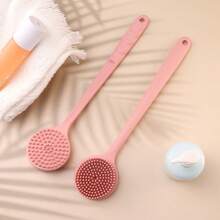 1pc Double-Sided Silicone Bath Brush, Long Handle Shower Brush - Body Massage Relaxing Back Scrubber, Easy To Clean, Soft Bristle Exfoliating Brush, Home Bathroom Use - Multicolor - View 8