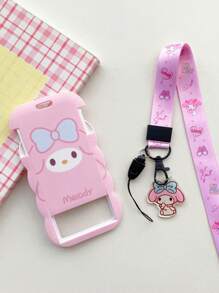 1pc Lanyard ID Card Holder, Curved Edge, Can Hold ID Card, Metro Card, Pass Card, Suitable To Hang On Student Backpack