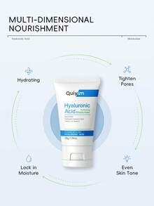 1套6入組保濕QUIYUM玻尿酸護膚套裝（面霜30g＆潔面乳50g＆眼霜15g＆面部精華液17ml＆去角質磨砂膏50g＆身體乳100g），保濕和提亮皮膚護理禮盒，改善整體膚色，護膚禮品袋，適合女性和女孩自我護理旅行必備品 - 藍色 - 查看 2