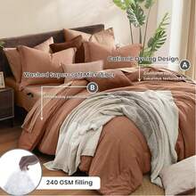 Comforter Set - 7 Pieces Bed In A Bag Queen Bedding Sets With Comforter, Sheets, Pillowcases & Shams, Reversible Bedding Comforters Sets - Lá mùa thu - Xem 3