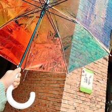 Stained Glass Transparent Umbrella Romantic Poetry Manual Folding Umbrella Princess Umbrella Easy To Carry Birthday Gift Christmas Gift Free Creation Windproof Rain Proof