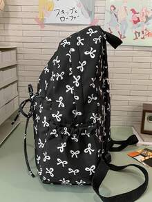 Set de mochila plegable resistente al agua con estampado de lazo de nailon beige, con múltiples bolsillos, adecuada para adolescentes, estudiantes de secundaria/universidad, mujeres para uso diario, escuela, entrenamiento, viajes, regalo de San Valentín (las letras de etiqueta pequeñas son aleatorias)