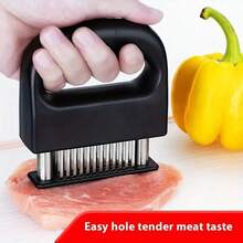 Meat Tenderizer Steak Tool, 48 Stainless Steel Ultra Sharp Needle Blades Meat Tenderizer Stapler For Tenderizing Steak/Beef/Pork/Turkey/Fish/Poultry/Veal Marinade. (Rectangle/Square/Round) - Black - View 6