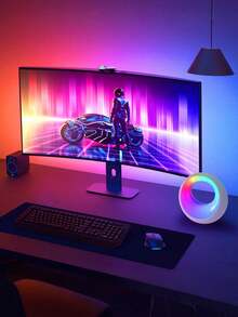 1pc Rechargeable Touch Night Light, Dimmable Touch Desk Lamp, Portable Ring Light For Bedroom, Rechargeable Bedside Lamp, Suitable For Bedroom, Nursery, Hallway, Living Room And More - Multicolor - View 5