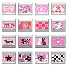 1件DIY模块化照片手链，包含动物、爱心、字母、水果、眼睛、花朵元素，适合作为派对礼物送给朋友/情侣，适用于圣诞节、新年、万圣节、情人节等节日，设计精美，不锈钢材质，本地制造，实用时尚，圣诞节和万圣节必备单品，秋季色调，圣诞风格 - 多款組合 - 查看 9