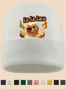 1pc "La-La-Lave Ch-Ch-Icken" Pixel Turkey Print Knit Beanie Hat, Multi-Color Options, Suitable For Outdoor Sports, Casual, Fishing, Parties, A Comfortable Commuting Warm Hat, Suitable For Cycling And Outdoor Activities In Cold Black Weather, Sports Accessory - A - View 2
