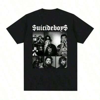 Suicideboy Era Tour Graphic Print T-Shirts For Men, Harajuku Hip Hop Rock Style, Fashionable Unisex Tees, Oversized Streetwear T-Shirt, Comfortable And Cozy Streetwear