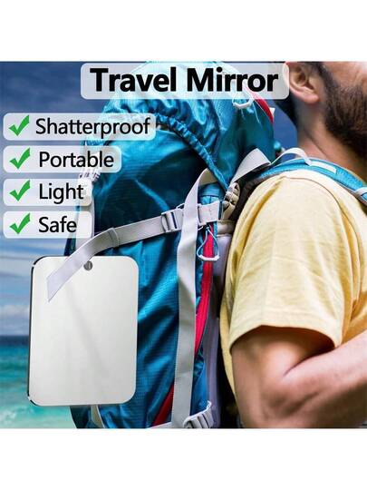 Pc Shower Spiegel Shaving Mirror. Luxe Plexiglass Makeup Small Travel Camping Mirror, Shatterproof Wand Hang held Locker Bathroom. (2 Sizes: 9.45in 7.87in, 11.8in 9.45in). Does Not Contain Hook. view 7