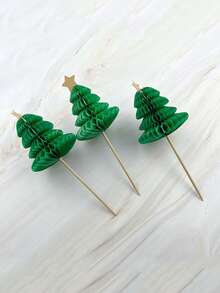 10/20/50支装圣诞蜂窝饮料签，圣诞树造型竹签，蛋糕水果签，节日派对竹签，蛋糕水果装饰，餐桌装饰，节日餐桌装饰，冬季节日装饰，绿色星星圣诞树装饰纸杯蛋糕插牌，主题水果签，氛围装饰饮料签，派对装饰，派对用品，节日装饰，节日用品，桌面装饰 - 彩色 - 查看 1