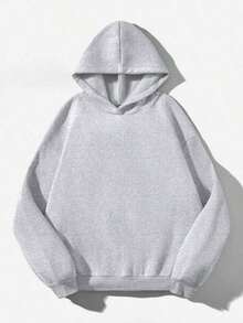 Sudadera  SudaderaschristmasAttitoon Casual Minimalist Navy Blue Hooded Long Sleeve Loose Fit Thick Sweatshirt For Women, Suitable For Autumn/Winter,FallLoose And Comfortablewinter Clothes For Women>Sweatshirtswinter Clothes For Women>Sweatshirts - 淺灰色 - 查看 3