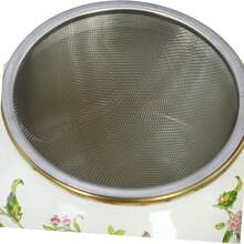 Enamel Teapot With A Built-In Filter, 40.58 Oz Capacity. This Beautifully Printed Enamel Teapot Retains Heat Exceptionally Well And Is Suitable For Induction And Gas Stoves.  Its Thick, Durable Construction Makes It Ideal For Use As Both A Teapot And A Kettle, Perfect For Camping, Valentine's Day Parties, Family Gatherings, Or As A Valentine's Day Gift. - White - View 6