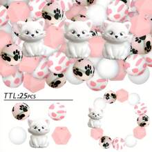 25 件 3D 树懒硅胶珠 - 可爱卡通大眼睛图案，耐用手工 DIY 钥匙扣配件，笔饰，多色硅胶人物珠，笔饰，有趣的设计，光滑的质地 - 新動物系列 - 查看 23