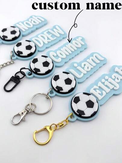 Personalized Soccer/Rugby Name Tag Keychain,Youth Sports Team Equipment Bag Player Name Tag, Back To School Gift