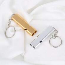 2 Emergency Survival Whistles - Gold Keychain Size, Portable, Perfect For Keylock Or Carry, Camping Accessories, Keychain Gift, Elegant Metal Finish, Suitable For Camping, Hiking, And Outdoor Safety - Gold - View 9