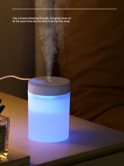 200ML Humidifier + 7-Color Light + USB Cable Humidifier, Mini Quiet Desktop & Car Humidifier For Home Use