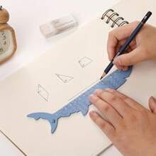 5 件动物形状尺子 - 熊猫、长颈鹿、鲨鱼、狗和猫图案 - 亚克力材质 - 彩色 - 查看 9