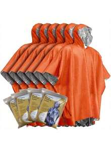 6pcs Thermal Emergency Blankets, Double-Sided Warm Rain Poncho, Heat-Insulating Survival Blankets, Reflective For High Visibility, Outdoor Camping Gear