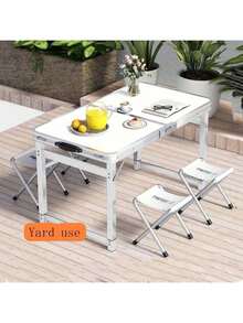 1 pieza Mesa plegable, Mesa de comedor portátil, Mesa pequeña ajustable en altura para llevar a mano para uso en exteriores, mercado nocturno, exhibición de puestos, casa de alquiler, escritorio sencillo