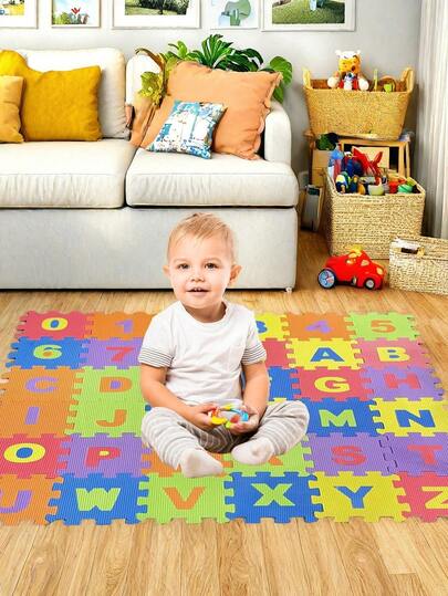 36pcs Baby Foam Puzzle Mat, Colorful Interlocking Tiles With Numbers & Letters, Non-Slip Crawling Play Mat For Living Room/Bedroom, Suitable For Early Education, Learning & Play, Soft Toy, Christmas/Halloween Gift, Children Toy, Infant Toy, Toddler Toy, Game, Kids Puzzle, Personalized Gift