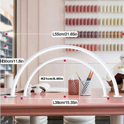 1pc Portable Crescent-Shaped LED Nail Lamp, Size: 21.56 Inches/15.35 Inches, White/Pink/Black, Button Control - USB Powered, 3-Color Changing Light, Suitable For Manicure, Eyelash Extension, Tattoo And Skin Care, Also Can Be Used For Salon Lighting