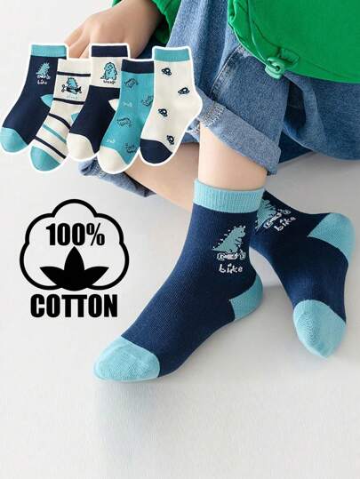 5 pares de calcetines deportivos de algodón a rayas para niños y niñas, calcetines de tripulación cómodos y transpirables para fútbol, baloncesto, aptos para todas las estaciones, uso casual