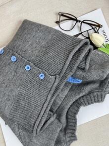 Wixra 秋冬新款韩版撞色针织开衫毛衣女外套时尚针织上衣 - 灰色 - 查看 8