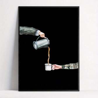 1 pieza Póster de lienzo sin marco, Impresión artística de vertido de café, Arte abstracto de café, Impresión de café, Arte de café, Arte de pared de café, Arte minimalista para decoración de pared para sala de estar, decoración de pared para dormitorio, decoración del hogar