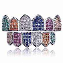 1 Set Six Tooth  Braces With Hip-Hop Style Full  Rap Personalized Fashion Halloween Teeth Decoration Sharp Teeth - màu đen - Xem 9