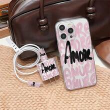 5pcs Letter AMORE Pattern Phone Case Compatible With IPhone11/12/13/14/15/16/11pro/12pro/13pro/14pro/15pro/16pro/7/8, Redmi, Infinix, Nothing, TPU Shockproof Anti-Slip Personalized - Clear - View 3