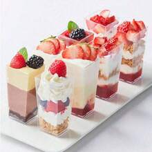 60/50/40/30/20/10pcs Set Reusable Mousse Mini Dessert Cups, Ice Cream Cups, Suitable For Yogurt, Frozen Desserts, Cheesecake, Pudding, Jelly, Appetizers, Ideal For Party, Mother's Day, Wedding, Travel, Afternoon Tea, Office, Convenient And Hygienic - Transparent - View 4