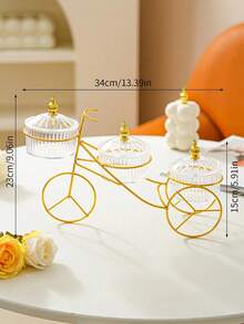 Bandeja original en forma de bicicleta de 1 pieza con juego de cuencos de diferentes tamaños para snacks y frutos secos.