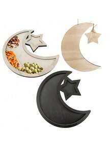 1 pieza Bandeja decorativa de madera artesanal con luna y estrellas, regalo minimalista para festividad - Multicolor - Ver 10