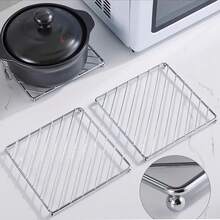 1pc Stainless Steel Thickened Pot Holder, Kitchen Heat Insulation Mat, Tabletop Trivet, Dish Drying Rack - Multicolor - View 7