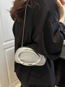 黑色PU皮革手拿包 - 情人节理想之选，舒适时尚，款式别致，个性化礼物之选，2025年必备单品，风格独特，适合各种场合，品质奢华，价格实惠 - 銀色 - 查看 11