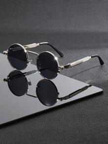 1 par de gafas de hombre de estilo Y2K de primavera con patas de aleación, con diseño redondo y minimalista de alta gama, personalizadas, adecuadas para looks de moda, fotografía callejera, trabajo y vida diaria